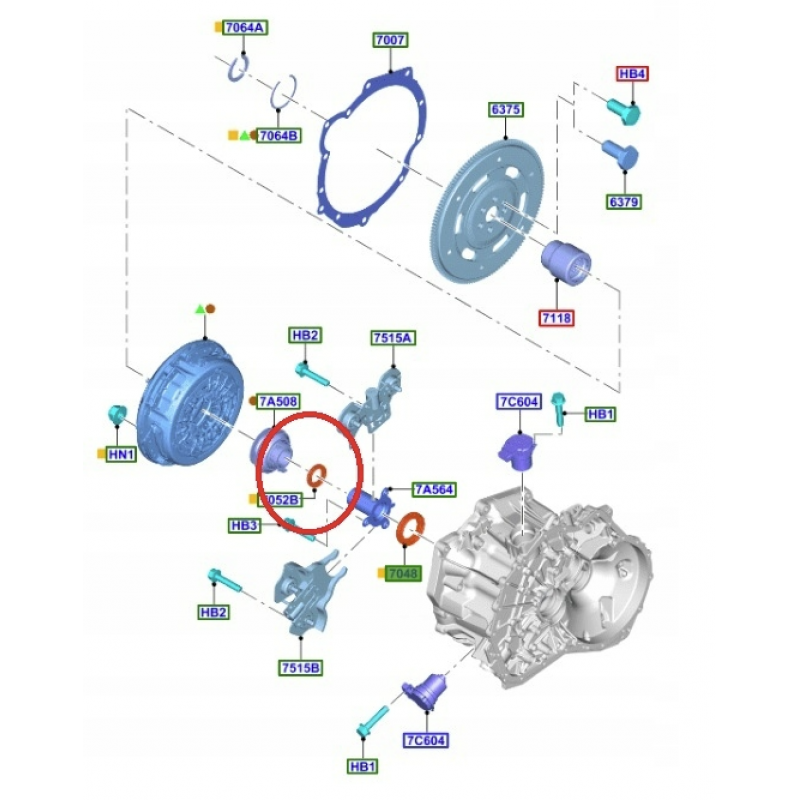 Ford Focus 2014-2018 Powershift Otomatik Vites Kavrama Tarafı Prizdirek Keçesi Ford Orjinal