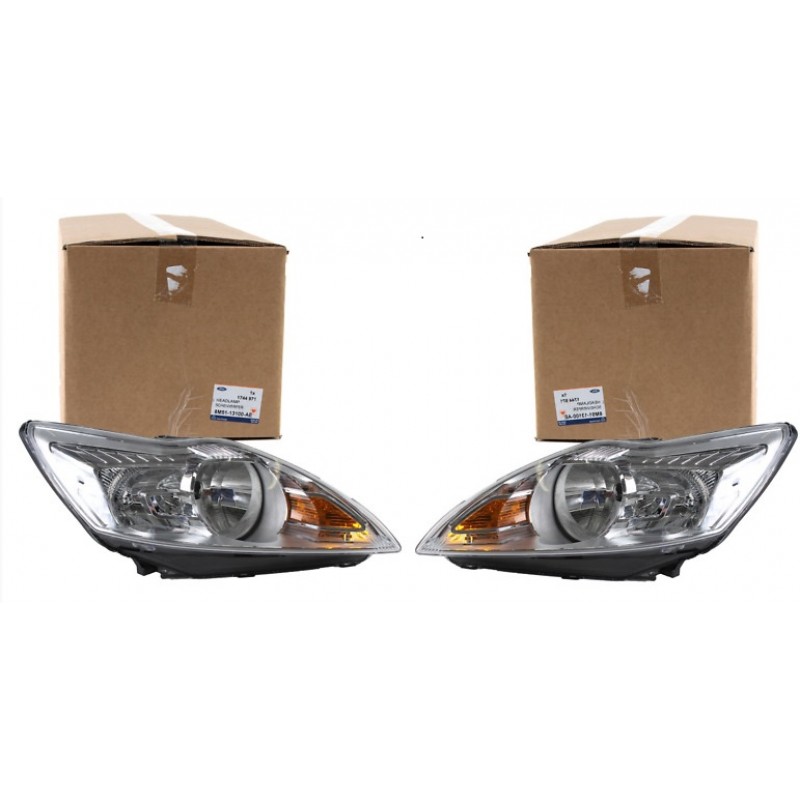 Ford Focus 2008-2011 Beyaz Zemin Komple Sağ ve Sol Far Takımı ( 2 Adet ) Ford Orjinal Fomoco